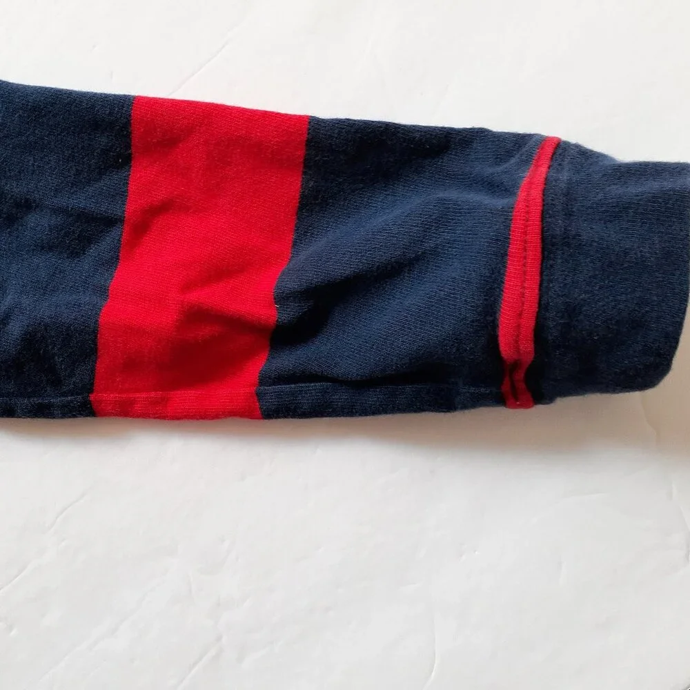 Old Navy Boys Shirt Polo Red Blue Stripe Long Sleeve Rugby XS 5